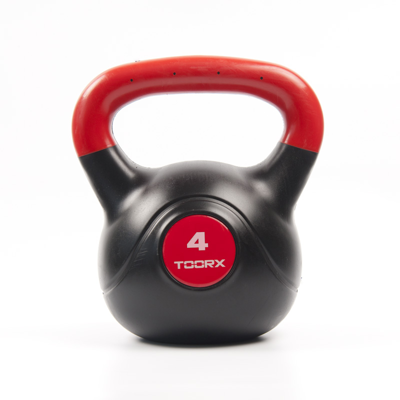 Toorx PVC Kettlebell - 4 kg i sort og rød